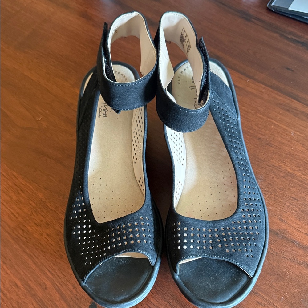 Clarks Women's Black Perforated Sandals